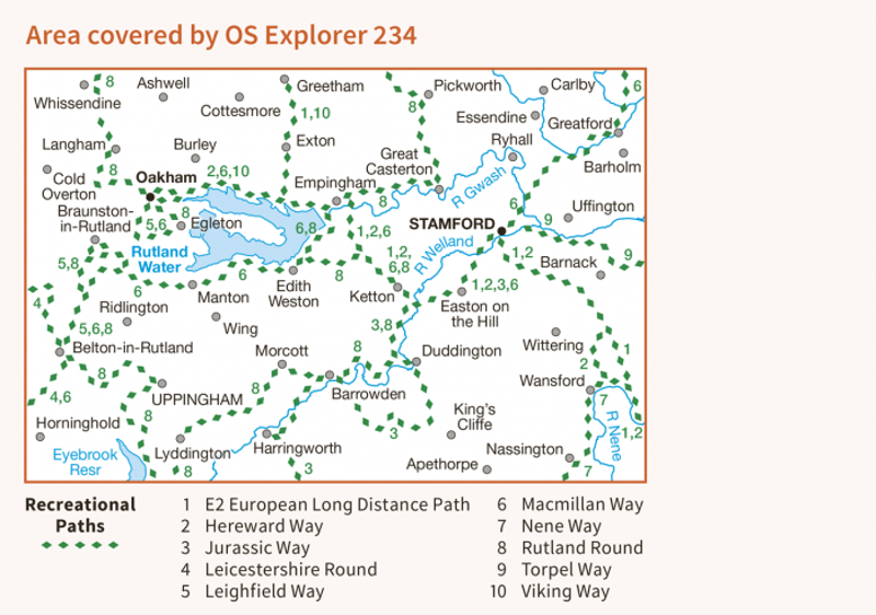 OS Explorer Map 234 - Rutland Water Stamford and Oakham-1